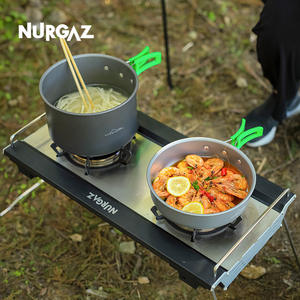 Estufa de Gas Portátil de Doble Quemador NURGAZ para Exteriores, con Encendido, Negra, Capacidad para 3-5 Personas - Product Image 2