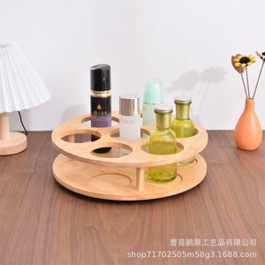 Estante Giratorio de Madera para Almacenamiento, Soporte Redondo para Condimentos de Escritorio, Plataforma Giratoria de 360 Grados, Color Madera Natural, Soporte de Exhibición Multiusos - Product Image 3