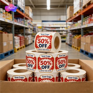 Rouleau d'étiquettes en vinyle de qualité supérieure, personnalisez votre logo, 50 % de réduction, étiquettes attrayantes pour la promotion des entreprises et des commerces - Product Image 6
