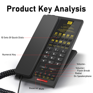 Téléphone <span class=keywords><strong>fixe</strong></span> filaire personnalisé avec façade plate pour hôtel, système téléphonique de haute qualité pour projets hôteliers, prix usine OEM ODM - Product Image 4