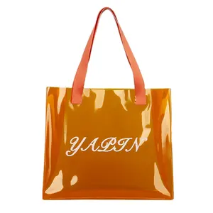 Custom Printed Mini Moq Clear Transparent Pvc Eva Tpu Tote Bag Shopping Bag Clear Pvc Shoulder Shopping Bag