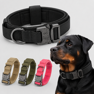 High Quality Heavy Duty Metal Buckle Pet Dog Training Collar Large Dogs Collar and Leash Set Tactical Dog Collar - Product Image 1