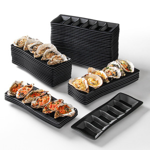 Black Frosted Oyster Plate Heat Resistant Commercial BBQ Seafood Serving Tray For Restaurant Use - Product Image 2