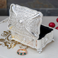 Boîte de rangement pour bijoux en argent-Bague de petite taille et boîte à boucles d'oreilles pour la vente en gros