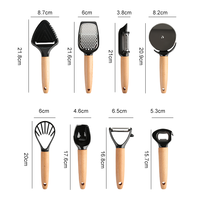 8 pièces d'accessoires de cuisine, essentiels pour la cuisine à domicile, ustensiles à manche en bois, outils multifonctionnels pour la préparation des aliments