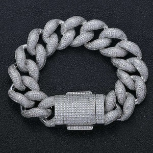 Pulsera Cubana de Lujo con Diamantes de Moissanita, Totalmente Cubierta de Piedras, Plata de Ley 925, Estilo Rapero, Joyería Unisex - Product Image 1