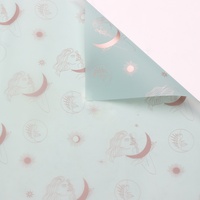 Papier d'emballage floral imprimé feuille de Lune, style rêveur, imperméable, pour bouquets, matériel d'emballage cadeau pour fleuristes, vente en gros