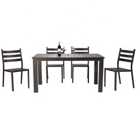 salle à manger 7 pièces noir moderne pour restaurant de jardin Table en aluminium pour patio extérieur et chaises 6 places