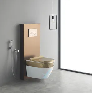 Сверхмощная сантехника Золотая настенная навесная керамическая водосберегающая насадка для туалета