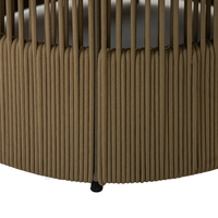 Table de jardin ronde AIKO modèle 005, design moderne pour l'extérieur, en osier olefine 1000, avec structure en acier inoxydable et base stable