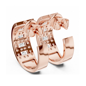 Pendientes de Aro Anchos con Incrustaciones de Diamantes, Diseño Personalizado, Joyería Fina Elegante y Minimalista, Perfecta para Mujer - Product Image 6