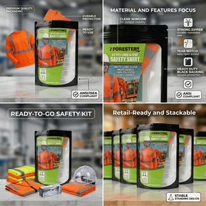 Op maat bedrukte recyclebare staande ritssluitingszak voor ANSI veiligheidsshirt etui kleding plastic verpakkingszak met transparant venster - Product Image 2