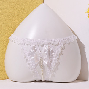 Vente en gros usine : Lingerie sexy pour femmes avec perles, broderies, string à entrejambe ouvert, taille basse, nœud, G-string, culotte perlée pour adultes - Product Image 5