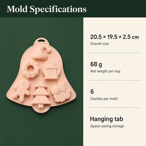 Moule à gâteau de Noël en silicone, moule de cuisson de qualité alimentaire à 6 cavités pour les fêtes de Noël, chocolat et desserts DIY - Product Image 5