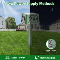 Répulsif Solaire Ultrasonique 360 Degrés en Gros pour Animaux, Matériau ABS Écologique, Contre Oiseaux, Chiens, Chats, Singes, Cerfs, Souris