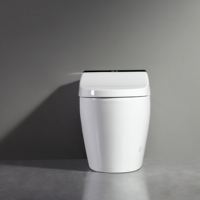 Toilette intelligente de luxe monobloc avec bouclier anti-éclaboussures en mousse, siège chauffant, télécommande incluse, à poser au sol pour salle de bain