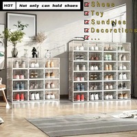 Boîte à chaussures moderne et minimaliste en PP transparent, pliable, empilable, durable, écologique, à un seul niveau, avec couvercle, pour un rangement gain de place (vente en gros)