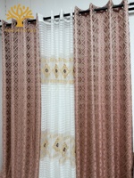 Rideaux à œillets en polyester jacquard tissé, anti-boulochage, motif floral moderne, 3 pièces, prêts à poser, occultation élevée, vente en gros, Moyen-Orient