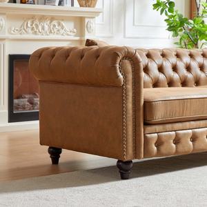 Ensemble de canapés Chesterfield capitonnés American Vintage 1-3 places en tissu velours pour appartement, villa, hôtel, salon - Product Image 3