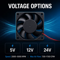 Ventilateur axial miniature 6010 2 pouces 5V 12V 24V DC 60x60x10mm pour ordinateur, pour carte graphique