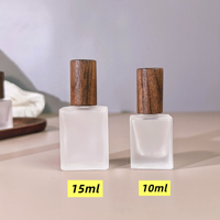 Flacon roll-on carré plat en verre dépoli transparent de 10 ml, avec bille en acier, pour parfum, huiles essentielles DIY, recharges personnalisées
