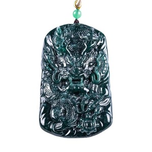 Ciondolo di Lusso in <span class=keywords><strong>Argento</strong></span> Naturale di Grado A a Forma di Drago Tridimensionale, Corpo Spesso, Alta Qualità, Texture Ghiaccio Verde - Product Image 6