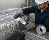 Ruban adhésif en aluminium résistant à la chaleur, activé par l'eau, à une face, avec adhésif acrylique - Autocollant adhésif pour usage industriel