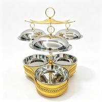 Chauffe-Plat de Luxe en Acier Inoxydable 4,5L*3, Double Chauffe-Plat à Trois Pots pour Buffet, Idéal pour Hôtels, Mariages, Banquets et Traiteurs