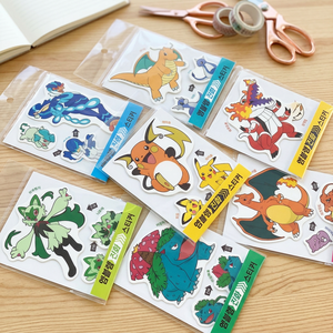 pokemon Emblem Evolution Stickers Synthetic Paper Matte Varnishing Korean Random Kids Stationery School Anime Decoration - Product Image 3