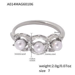 Luxury 5A Grade Zircon Shell Pearl Opening <b>Adjustable</b> <b>Ring</b> Anti Tarnish 18K Gold Stainless Steel Ladies Daily Finger Ornament - Product Image 6