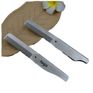 Peigne à barbe pliable portable avec manche en plastique PC, dents en plastique, logo personnalisé, peigne à cheveux rabattable pour les voyages - Product Image 1