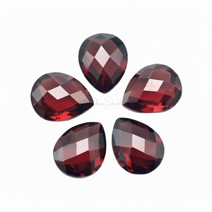 พลอยโกเมนสีแดงอัญมณีธรรมชาติจำนวนมาก10X8MM รูปทรงลูกแพร์พลอยโกเมนตัดเป็นชิ้นกึ่งมีค่าสำหรับการทำเครื่องประดับแบบละเอียด - Product Image 1