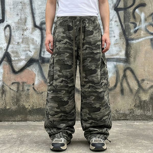 بنطلون كارجو فضفاض بتصميم غوطي مخصص، 100% قطن، متعدد الجيوب، واسع الساق، بنمط الشارع والعمل، بنقشة التمويه - Product Image 3