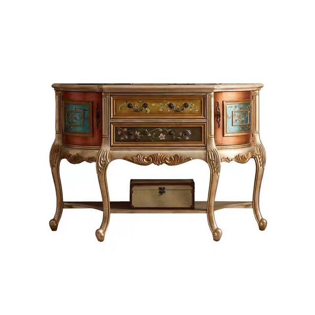Modern Solid Wood Painted Carved Console Table for Living Room Entry Hotel Apartment Use