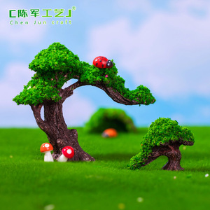 Miniature paysagère créative en résine artificielle, arbre vert, fleur, mousse, pour bricolage, jardinage, terrarium, décorative, petite taille - Product Image 4