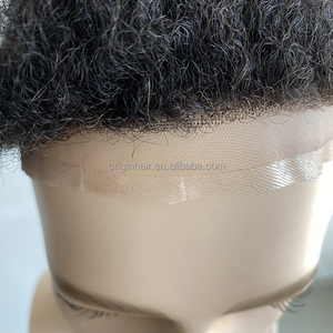 Perruques en cheveux humains 100% naturels Remy indiens, noires, en dentelle, <span class=keywords><strong>pour</strong></span> hommes, extensions de cheveux dreadlocks, tresses, toupet à base PU <span class=keywords><strong>pour</strong></span> hommes - Product Image 3
