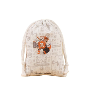 8*10cm White Cotton <b>Mini</b> Muslin Drawstring <b>Bag</b> Logo Printed Calico Dust <b>Bag</b> with Geometric Pattern Small <b>Gift</b> Jewelry Pouch - Product Image 5