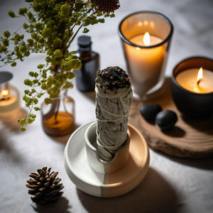 Soporte para Salvia para quemar Salvia blanca, bote para manchas, quemador de paquete de salvia, quemador de incienso de cerámica, soporte para quemar manchas de Palo Santo - Product Image 3