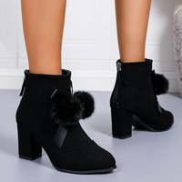 Nouvelles bottines rétro en daim pour femmes, bout pointu, talon haut, mode, grande taille, boucle de ceinture, talon épais