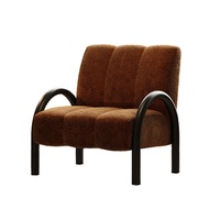 Fauteuil d'appoint en tissu de style moderne pour petit appartement, avec pieds en métal et double accoudoir, pour salon