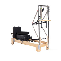 Equipo de Pilates de Madera, Plataforma Semi-Altura 2 en 1, Resistente, para Estudios de Yoga y Fitness