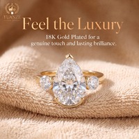Bague personnalisée en argent 925 plaqué or 18 carats, forme poire, trois pierres en moissanite avec pierres latérales, bijoux de mariée vintage de luxe