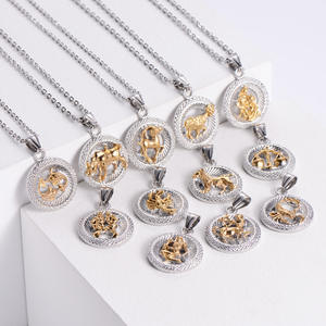 Collier chaîne en or et argent plaqué acier titane et argent Bijoux <span class=keywords><strong>Signe</strong></span> du zodiaque Collier <span class=keywords><strong>pendentif</strong></span> 12 Constellations pour femme <span class=keywords><strong>Pendentif</strong></span> - Product Image 3