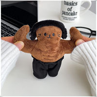 Porte-clés en peluche HECION style coréen INS, chat musclé, adorable jouet en peluche avec abdominaux pour décoration de sac et porte-clés