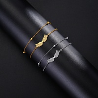 Bracelet à breloques aile d'ange pour femme fille acier inoxydable or double couche perles chaîne bracelets bijoux tendance cadeau d'anniversaire