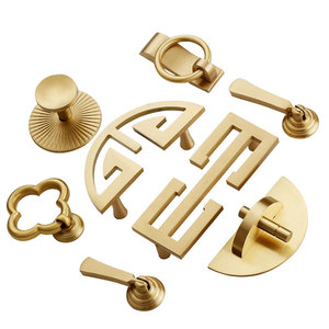 Lcedis Geometric Brass Cabinet Handles For <b>Wardrobe</b> Furniture Hardware Durable Plating - Product Image 3