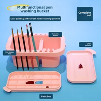 Vente en gros Tout-en-un Design pratique pour la peinture à l'huile d'art Ensemble de trois pièces comprenant un porte-pinceau et un seau de lavage