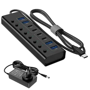 9-in-1 USB Hub hızlı şarj veri transferi adaptörü hızlı tip C arayüzü Laptop ve Tablet PC için alüminyum malzeme