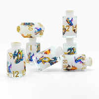 Ensemble de dés polyédriques en résine en forme de bouteille de potion fantaisie, 7 pièces, motif dragon coloré, pour jeu de D&D