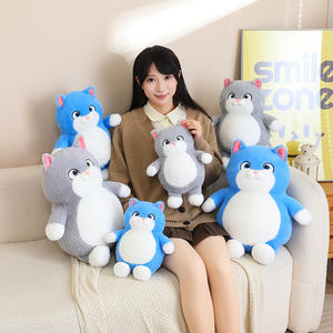 Neu eingetroffen: Plüschiges, dickes blaues Katzen-Stofftier – Heimdekoration, Kindergeburtstagsgeschenk, weiche graue, dicke sitzende Katzenpuppe - Product Image 2